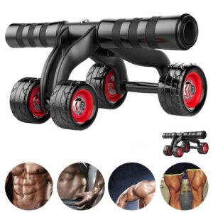 this is a product image showing front view 4 Wheel Ab Roller And Push Up Bar