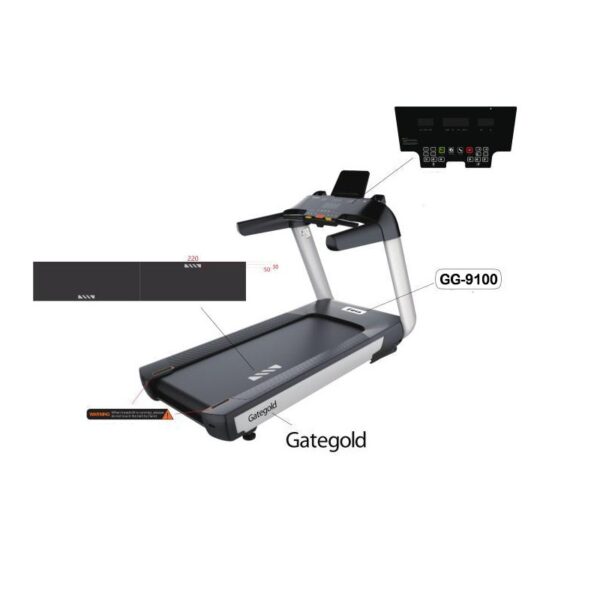 this is a product image showing sides Commercial Fitness Treadmill SH9100