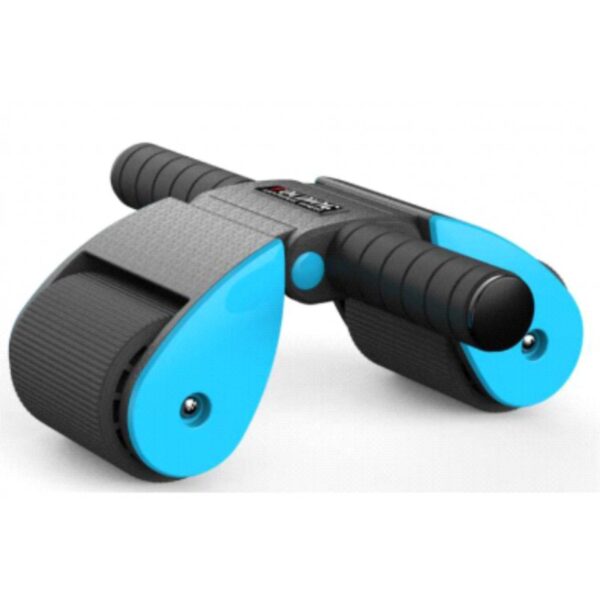 A blue and black abdominal roller with two wheels and a handle. The wheels are textured for grip and the handle has a non-slip grip. The brand "ALIN" is printed on the handle.