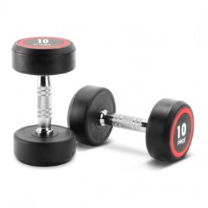 this is a product image showing front view Pro Round Head Rubber Dumbbell 40KG pair D2250.40