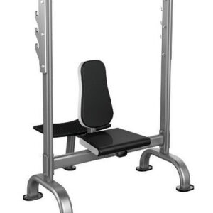 Impulse IT7031 Shoulder Press Bench. A vertical bench press machine with a padded seat and backrest. The machine has a sturdy steel frame and adjustable height.