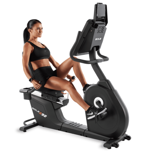 this is a product image showing front view Sole Fitness Recumbent Bike R92