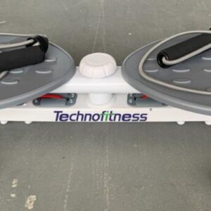 A TechnoFitness HG-F011 Twister with Rope. The machine is white with gray foot platforms and black handles. It has two resistance cords attached to the handles.