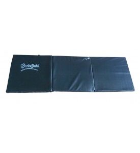 A black foldable exercise mat with the brand "Gategold" printed on it. The mat is folded in half and has a rectangular shape.